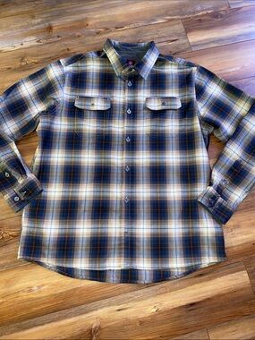 SWISS TECH Men's Plaid Button-Up Shirt in brown, gray and Cream (AC)